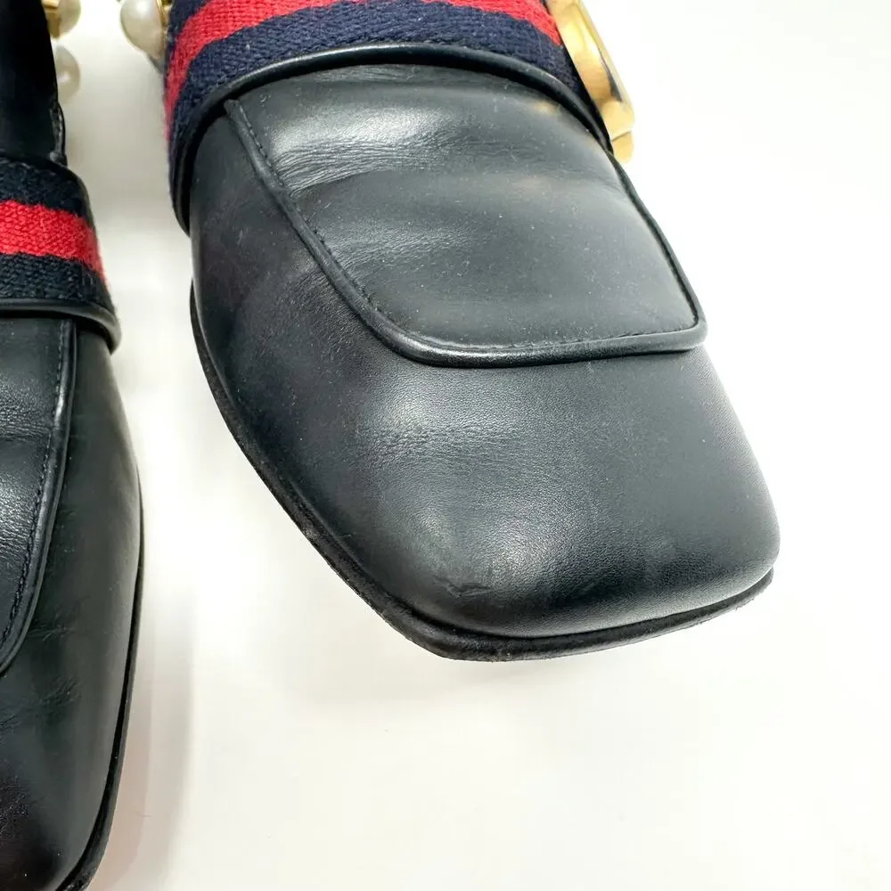 Gucci Peyton Pearl Heel Loafer Black EU 39 US 9